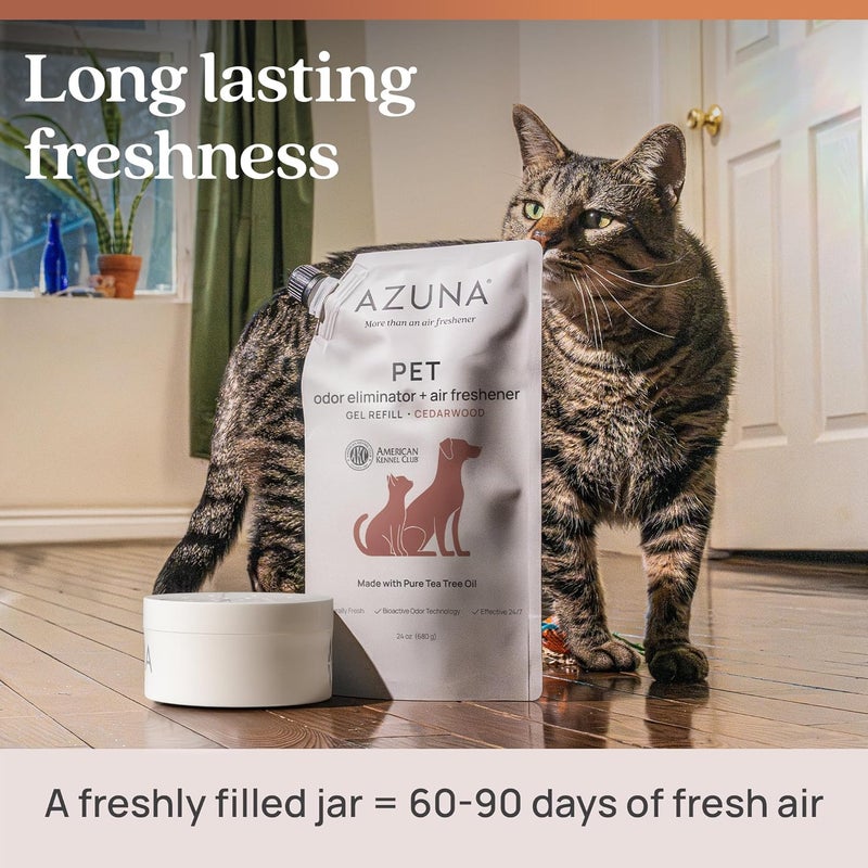 Azuna Pet Odor Eliminator for Strong Odor Gel | Plant Powered Australian Tea Tree Oil | Dog and Cat Room Deodorizer | Pet and Child Friendly | Cedarwood Scent | 24oz Refill - Image 5